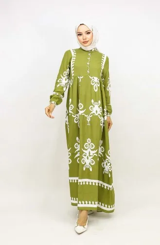 Tegelpatroon Jurk 4100-09 Oliegroen 4100-09