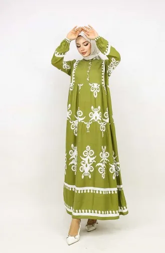 Tegelpatroon Jurk 4100-09 Oliegroen 4100-09