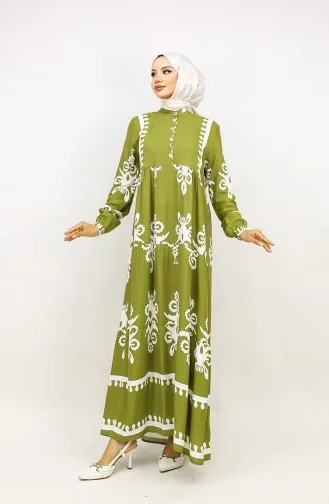 Tegelpatroon Jurk 4100-09 Oliegroen 4100-09