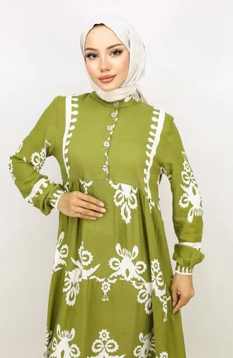 Tegelpatroon Jurk 4100-09 Oliegroen 4100-09