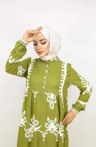 Tegelpatroon Jurk 4100-09 Oliegroen 4100-09