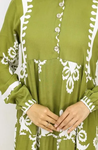 Tegelpatroon Jurk 4100-09 Oliegroen 4100-09