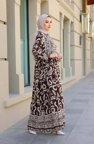 Robe A Motifs 4101-02 Marron 4101-02