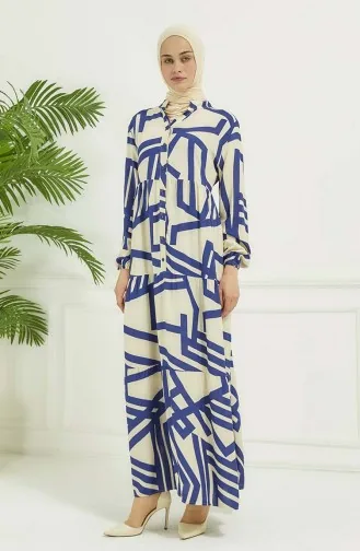 Robe A Motifs Géométriques 4106-01 Bleu Marine 4106-01