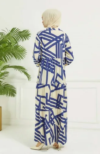 Robe A Motifs Géométriques 4106-01 Bleu Marine 4106-01