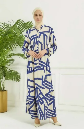 Robe A Motifs Géométriques 4106-01 Bleu Marine 4106-01