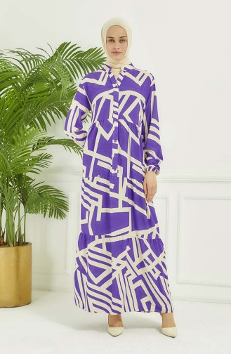 Robe A Motifs Géométriques 4106-02 Lilas 4106-02