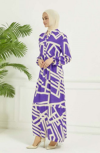 Robe A Motifs Géométriques 4106-02 Lilas 4106-02