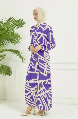 Geometric Pattern Dress 4106-02 Lilac 4106-02