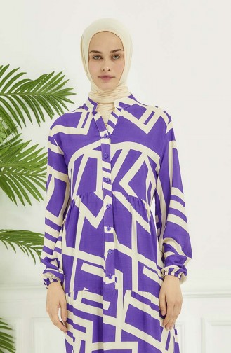 Robe A Motifs Géométriques 4106-02 Lilas 4106-02