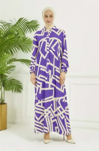 Geometric Pattern Dress 4106-02 Lilac 4106-02