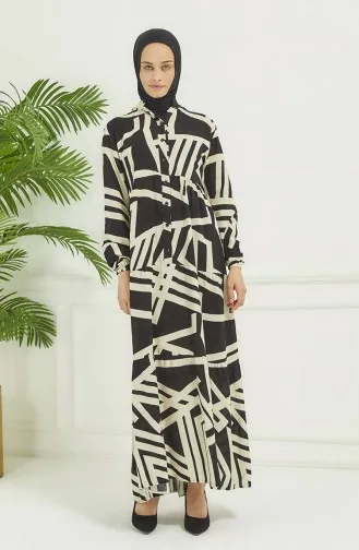 Robe A Motifs Géométriques 4106-04 Noir 4106-04