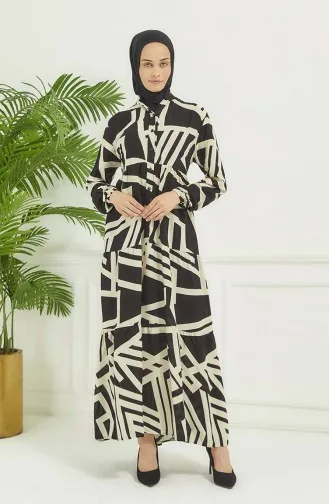 Robe A Motifs Géométriques 4106-04 Noir 4106-04