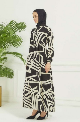 Robe A Motifs Géométriques 4106-04 Noir 4106-04