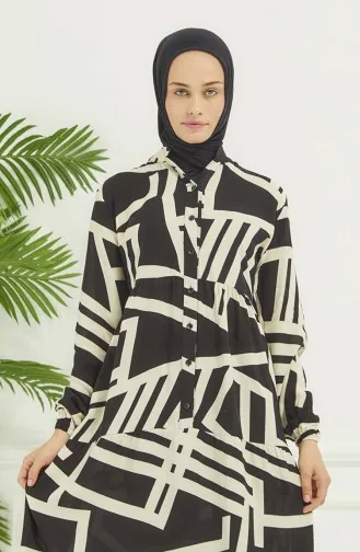 Robe A Motifs Géométriques 4106-04 Noir 4106-04