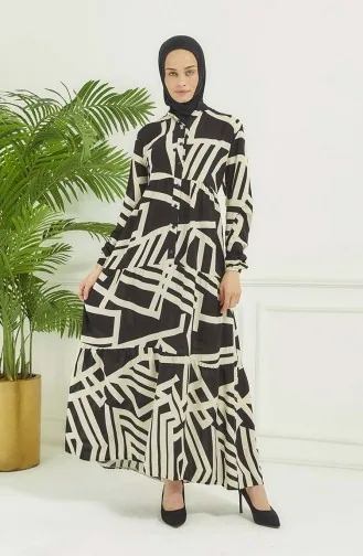 Robe A Motifs Géométriques 4106-04 Noir 4106-04