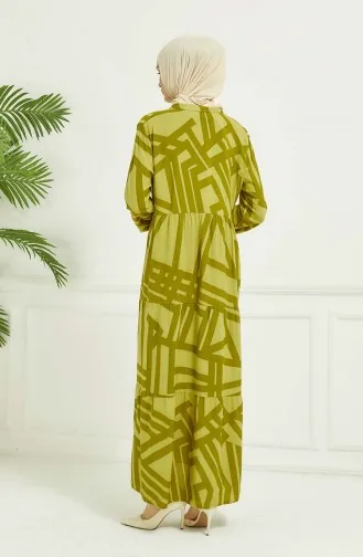 Geometric Pattern Dress 4106-06 Oil Green 4106-06