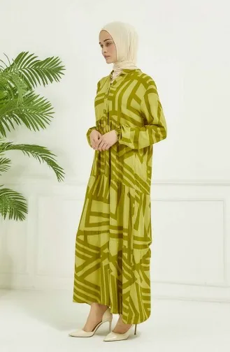 Geometric Pattern Dress 4106-06 Oil Green 4106-06