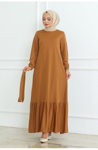 Modele De Robe Avec Jupe à Froufrous 0095-03 Tan 0095-03
