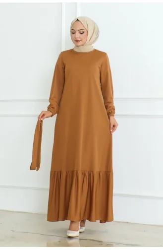 Modele De Robe Avec Jupe à Froufrous 0095-03 Tan 0095-03