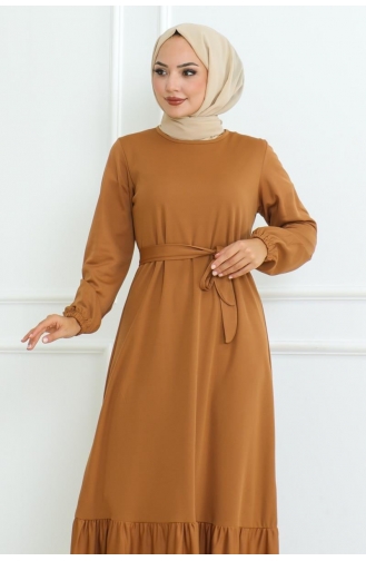 Modele De Robe Avec Jupe à Froufrous 0095-03 Tan 0095-03