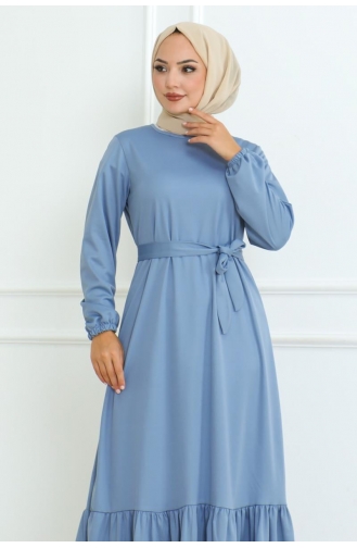 Stijlvol Model Jurkje Met Ruches Rok 0095-04 Babyblauw 0095-04