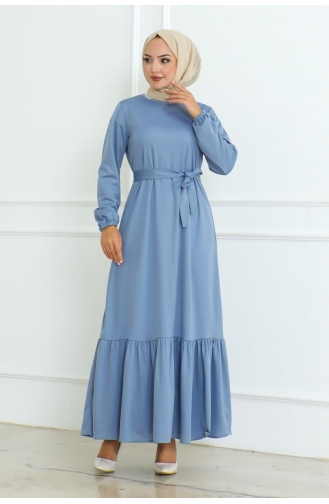 Stijlvol Model Jurkje Met Ruches Rok 0095-04 Babyblauw 0095-04