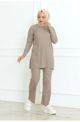 Ensemble Double Caraco En Coton Cordé 0094-02 Vison 0094-02
