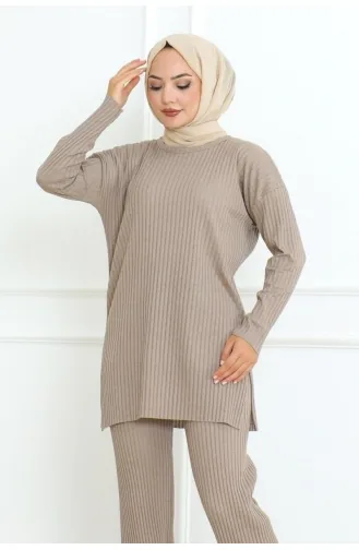 Ensemble Double Caraco En Coton Cordé 0094-02 Vison 0094-02