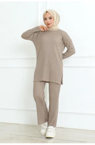 Ensemble Double Caraco En Coton Cordé 0094-02 Vison 0094-02
