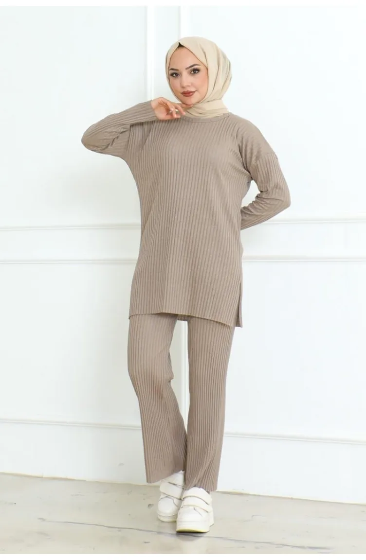 Ensemble Double Caraco En Coton Cordé 0094-02 Vison 0094-02