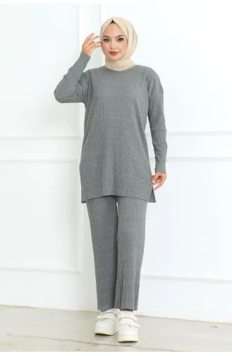 Dubbel Pak Van Katoenen Hemdje Met Koord 0094-03 Grijs 0094-03