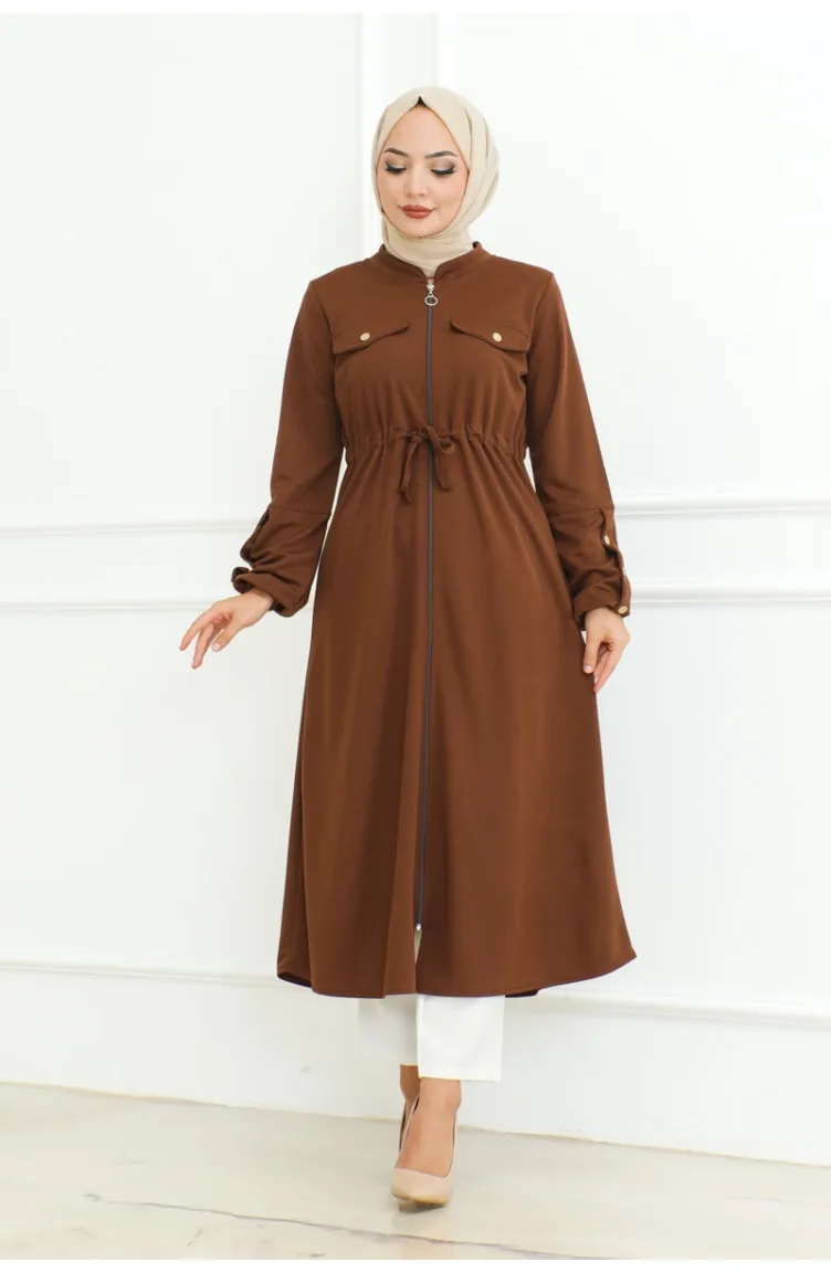 Hijab-Mantel Mit Schnürung 2092-04 Braun 2092-04