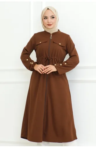 Hijab-Mantel Mit Schnürung 2092-04 Braun 2092-04
