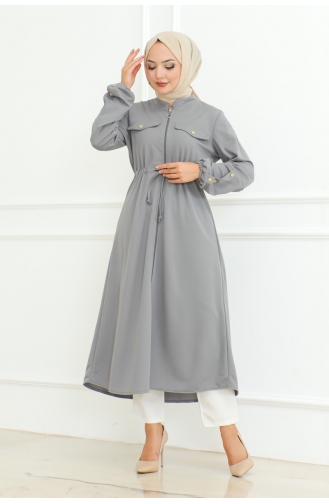 Hijab-Mantel Mit Schnürung 2092-05 Grau 2092-05