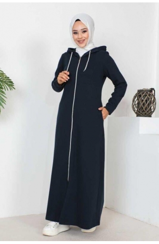 Abaya Hijab à Capuche 2063-02 Bleu Marine 2063-02