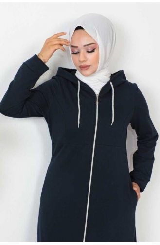 Abaya Hijab à Capuche 2063-02 Bleu Marine 2063-02