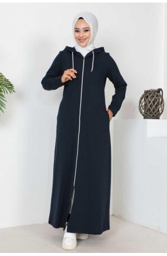 Abaya Hijab à Capuche 2063-02 Bleu Marine 2063-02