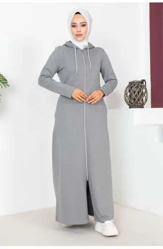 Hooded Hijab Abaya 2063-03 Gray 2063-03