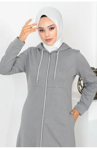 Hooded Hijab Abaya 2063-03 Gray 2063-03