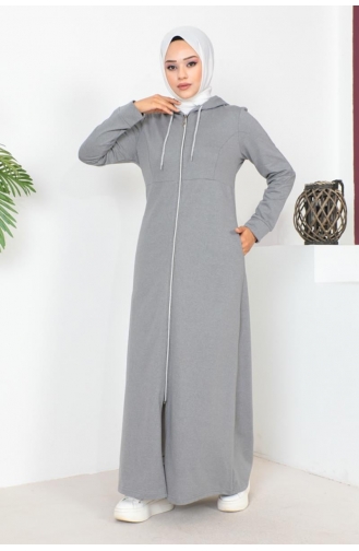 Hooded Hijab Abaya 2063-03 Gray 2063-03