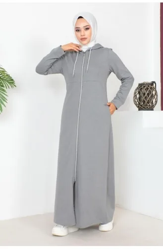 Hooded Hijab Abaya 2063-03 Gray 2063-03