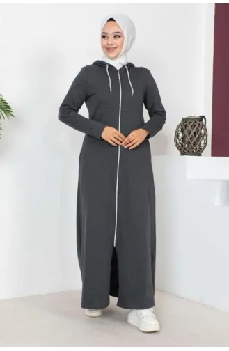 Hooded Hijab Abaya 2063-05 Anthracite 2063-05