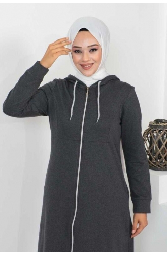 Hooded Hijab Abaya 2063-05 Anthracite 2063-05