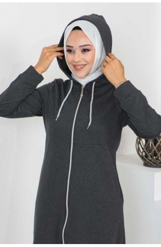 Hooded Hijab Abaya 2063-05 Anthracite 2063-05