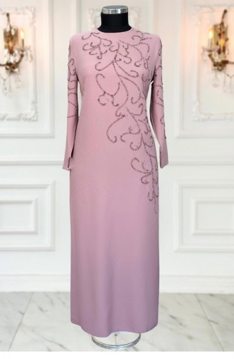 Amine Hüma Cansu Hijab Abendkleid Puder 3312