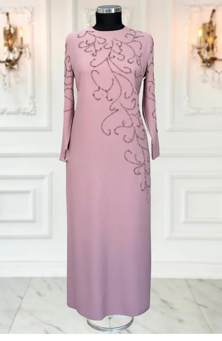 Amine Hüma Cansu Hijab Avondjurk Poeder 3312