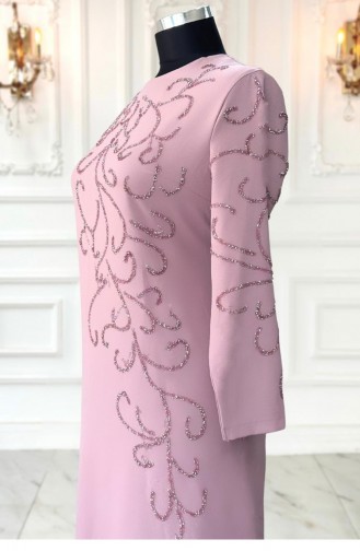 Amine Hüma Cansu Hijab Abendkleid Puder 3312