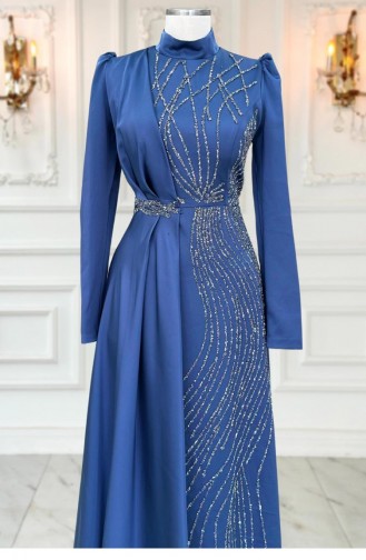 Leyal Hijab Abendkleid Indigo 3319