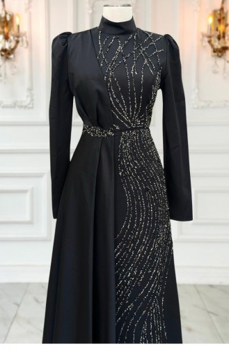 Leyal Hijab Evening Dress Black 3322